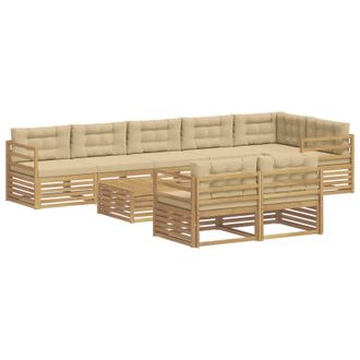 vidaXL Conjunto De Sof&aacute;s De Exterior Con Coj&iacute;n 9 Pcs Y Beige Vidaxl