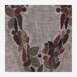 Faliero Sarti Womens Wool-Blend Scarf Ariko With Embroidery Grey Scarfs