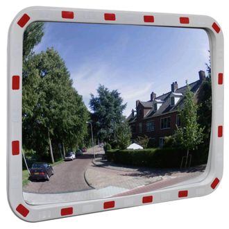 vidaXL Espejo De Tr&aacute;fico Convexo Rectangular Con Reflectores 60 X 80cm Vidaxl