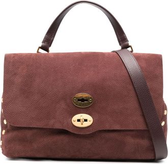 Zanellato Womens Postina Jones Medium Handbag In Vinaccio Suede Leather