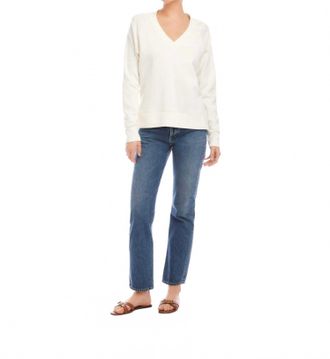 Fifteen Twenty Vivi Contrast V-Neck Top In Cream