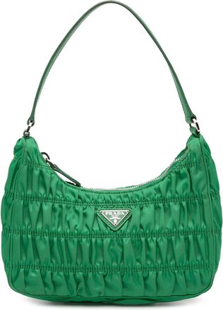 Prada Pre-owned Womens Tessuto Gaufre Re Edition Shoulder Bag - Dark Green Textile - One Size