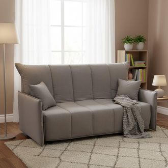 Dmora Sofa Cama Dabald, Sof&aacute; De 2 Plazas, 100% Made In Italy, Sof&aacute; De Sal&oacute;n Con Apertura Trolley, En Tela Acolchada, Con Almohadas Incluidas, Cm 125x90h85, 