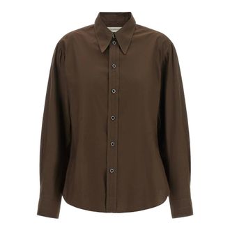 Christophe Lemaire Pointed Collar Shirt - female - Lemaire - Shirts - Brown - 2XS - Blouses & Shirts
