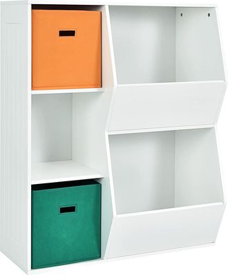 Costway Costway - Estanter&iacute;a Infantil Para Juguetes, Organizador De Juguetes, 3 Cubos Y 2 Amplias Cajas Abiertas, Sala De Juegos De Los Ni&ntilde;os, Sal&oacute;n, 76 Cm X 