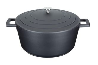 MasterClass Cazuela Con Tapa, Grande 5l/28 Cm, Aluminio Fundido Ligero, Apta Para Horno Y Placa De Inducci&oacute;n, Negra