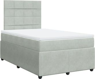 vidaXL Vidaxl - Cama Box Spring Con Colch&oacute;n Terciopelo Gris Claro 120x190 Cm