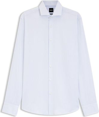 BOSS Regular-fit shirt in structured Italian-made cotton