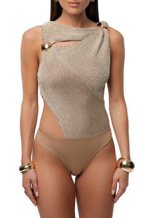 JLUXLABEL Luminous Sweater Bodysuit in Gold at Nordstrom, Size X-Small