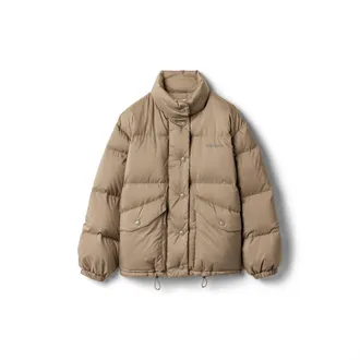 Miu Miu Medium-weight Technical Pong&eacute; Down Jacket, Woman, Steel Gray, Size 40