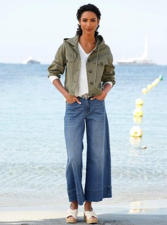 Heine Jeansblazer HEINE Jeans-Jacke, Damen, Gr. 34, khaki, 63% Baumwolle, 35% Lyocell, 2% Elasthan, Blazer Jeansblazer