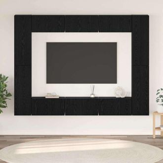 vidaXL Vidaxl - Conjunto De Mueble De Tv Montaje En La Pared 10 Pcs Roble Negro
