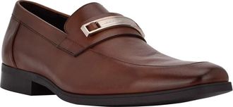 Calvin Klein Mens Calvin Klein Jameson Loafers Brown Leather Slip On Dress Shoes HTAT334