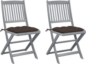 vidaXL Vidaxl - Sillas De Jard&iacute;n Plegables 2 Uds Cojines Madera Maciza Acacia