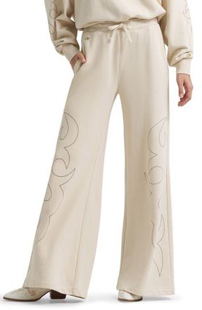 Wrangler x Lainey Wilson Western Graphic Wide Leg Sweatpants in Cream at Nordstrom, Size X-Large