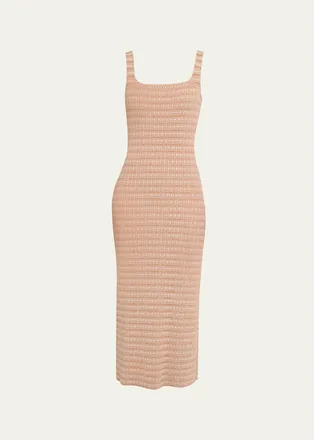 Prabal Gurung Square-Neck Striped Rib Knit Midi Tank Dress