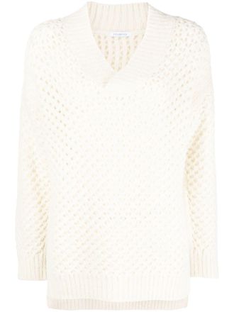 Malo open-knit V-neck jumper - women - Wool/Alpaca Wool/Silk - S - Neutrals