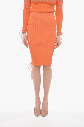 Off-white Ribbed Skirt VANISE With Tie Detail size 36