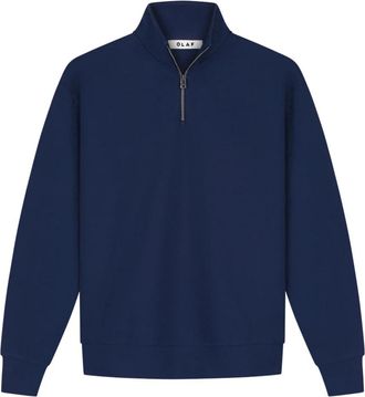 Olaf Hussein Essential Half Zip - Heren - Vesten met rits - Blauw - XL - Hoodies & sweatvesten