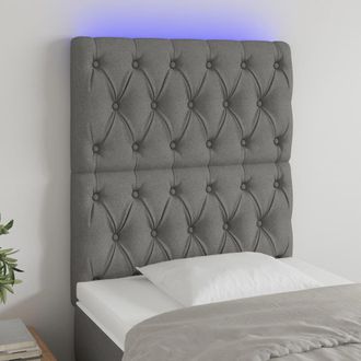 vidaXL Cabecero Con Luces Led Tela Gris Oscuro 80x7x118/128 Cm Vidaxl