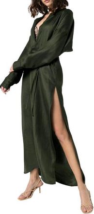Bondi Born Notched-Neck Khaki Maxi Dress Size XS