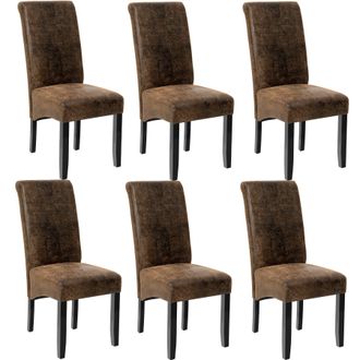 TecTake Dining Chair Set Of 6 - Antique Brown in Dark Brown | Size: 6 Pack