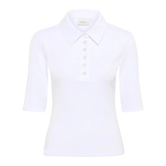 Gestuz Witte Polo Top Korte Mouw Klassiek - Dames - Polos - Wit - XL - Katoen - Tops