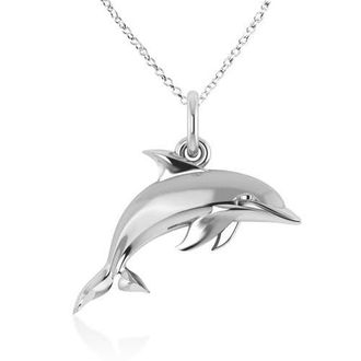 Allurez Dolphin Pendant Necklace 14k in White Gold at Nordstrom, Size 18