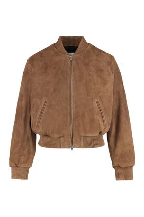 Ami Brown Suede Bomber Jacket
