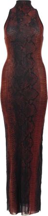 Jean Paul Gaultier Brown Animal Print Halter Neck Maxi Dress