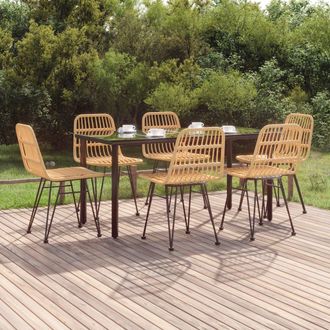 vidaXL Juego De Comedor De Jard&iacute;n 7 Piezas Rat&aacute;n Sint&eacute;tico Vidaxl