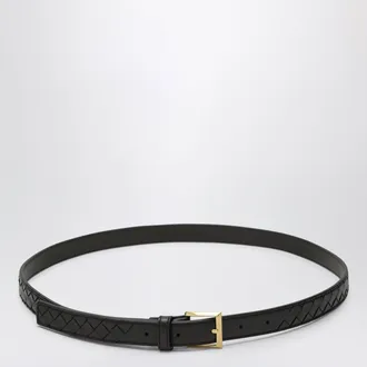 Bottega Veneta Cintura Solo in pelle intrecciata color Espresso