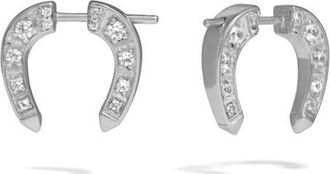 Awe Inspired White Sapphire Horseshoe Bypass Earrings in 925 Sterling Silver at Nordstrom