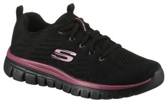 Skechers Sneaker SKECHERS Graceful - Get Connected, Damen, Gr. 35, schwarz (schwarz mauve), Textil, Schuhe Sneaker, Freizeitschuh, Halbschuh, Schn&uuml;rschuh f&uuml;r d