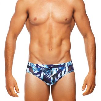 Tribe Positano Palms Lo Rise Swim Brief In Navy