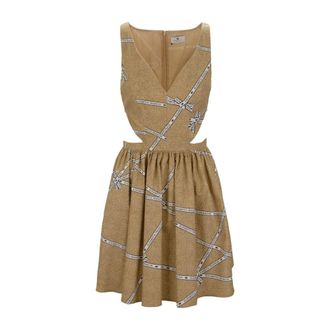 Elisabetta Franchi Dames, Jurken, Beige, Maat: XS Katoen