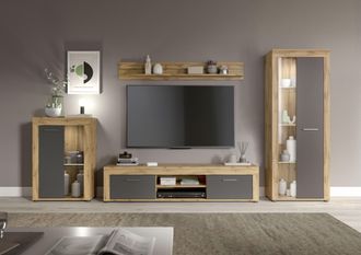 Inosign Wohnwand »Aosta, 4-tlg., best. aus: Vitrine, Lowboard, Wandboard & Vitrine hoch« 4 Stk. tlg