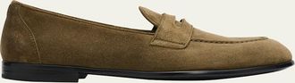 Brioni Mens Appia Suede Penny Loafers