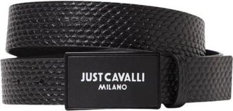 Just Cavalli Accessoires, Heren, Zwart, ONE Size, Logo Gesp Leren Riem Stijlvol Accessoire