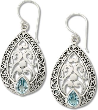 Samuel B. Engraved Blue Topaz Drop Earrings at Nordstrom Rack