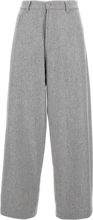 JEJIA Flannel Wide Leg Trousers With Contrast Stitching