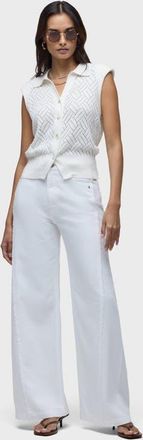 Hudson Jodie Frayed Seam Loose Wide Leg in White at Nordstrom, Size 30