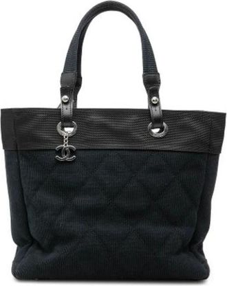 Chanel Pre-owned Tote Bags, female, Blue, Size: ONE SIZE Pre-owned Canvas Tote