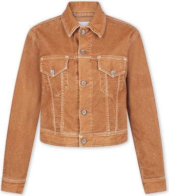Paco Rabanne Flocked Denim Jacket - Dames - Spijkerjassen - Beige - 2XS - Denim - Jassen