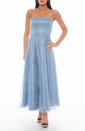 OLEG CASSINI Embroidered Sequin Strapless Dress in Dior Blue at Nordstrom Rack, Size X-Large
