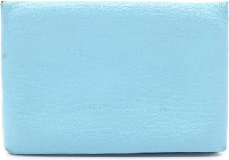 Herm&egrave;s Blue Celeste Chevre Leather Coin Purse/Coin Case (Pre-Owned)