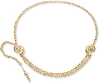 Lele Sadoughi Womens Shell Chain Belt With Adjustable In Gold