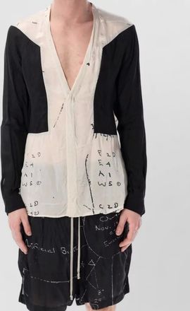 Rick Owens fogpanel deep v fluid long sleeve shirt