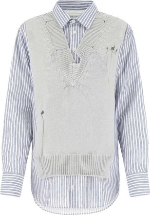 Maison Margiela Spliced Knit Shirt - Dames - Overhemden - Veelkleurig - 2XS - Katoen - Overhemden