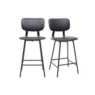 Miliboo Miliboo - Taburetes De Bar Vintage Negro Con Patas En Metal 65cm (lote De 2) Lab
